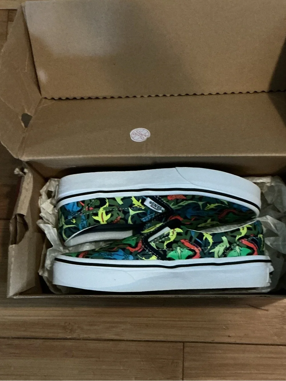 Vans Classic Slip On Kids Glow Sharks Dress Blues Skate Shoes Size 2Y New Box